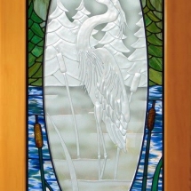 Heron Carved and Stained Glass